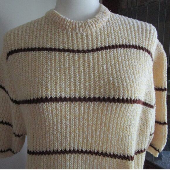 Vintage 70s 80s Fashioned by Continental Striped Knit Sweater Union Made USA L - Picture 5 of 17